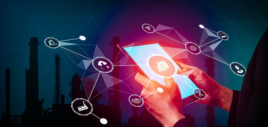 master systems integrator holding device to demonstrate connectivity and integration of various building systems